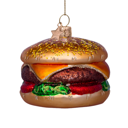 Ornament glass multicolor hamburger H6.5cm