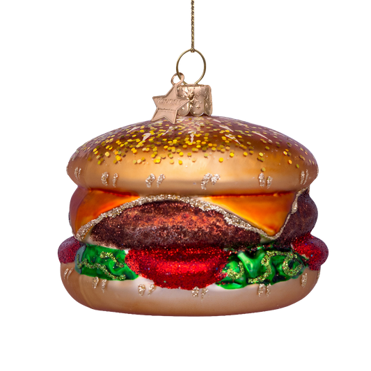 Ornament glass multicolor hamburger H6.5cm