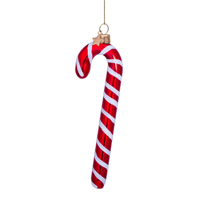 Ornament aus Glas, rot/weiß, Zuckerstange, H14cm