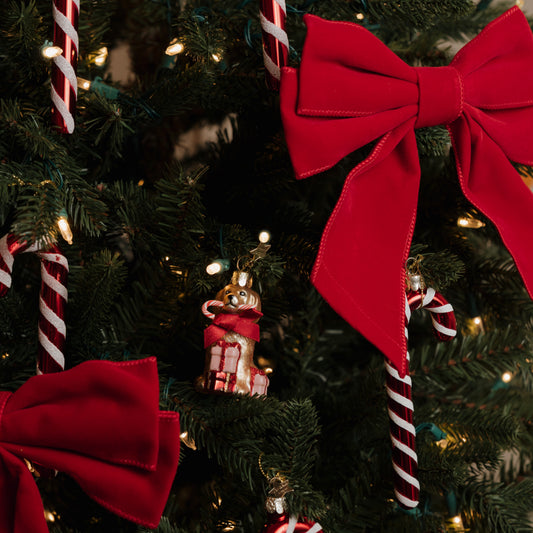 Ornament glass red/white candy cane H14cm