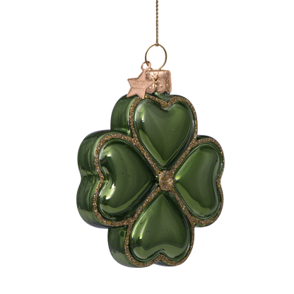 Ornament aus Glas, grünes Opalklee, H8cm