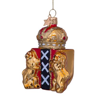 Ornamentales, goldenes Schild aus Amsterdam, H 9,5 cm, mit Schachtel