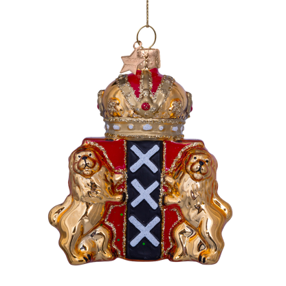 Ornamentales, goldenes Schild aus Amsterdam, H 9,5 cm, mit Schachtel