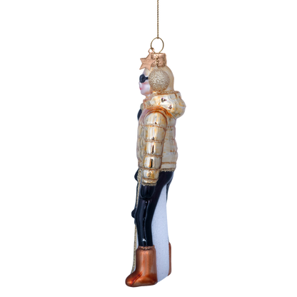 Ornament glass gold ski lady H13cm