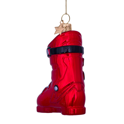 Ornament glass red ski shoe H10cm