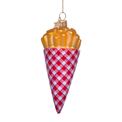 Ornament glass fries with mayonnaise H12cm