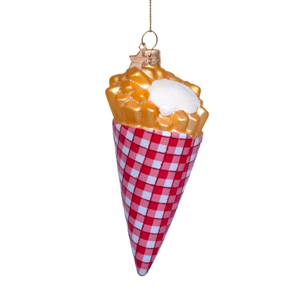 Ornament glass fries with mayonnaise H12cm