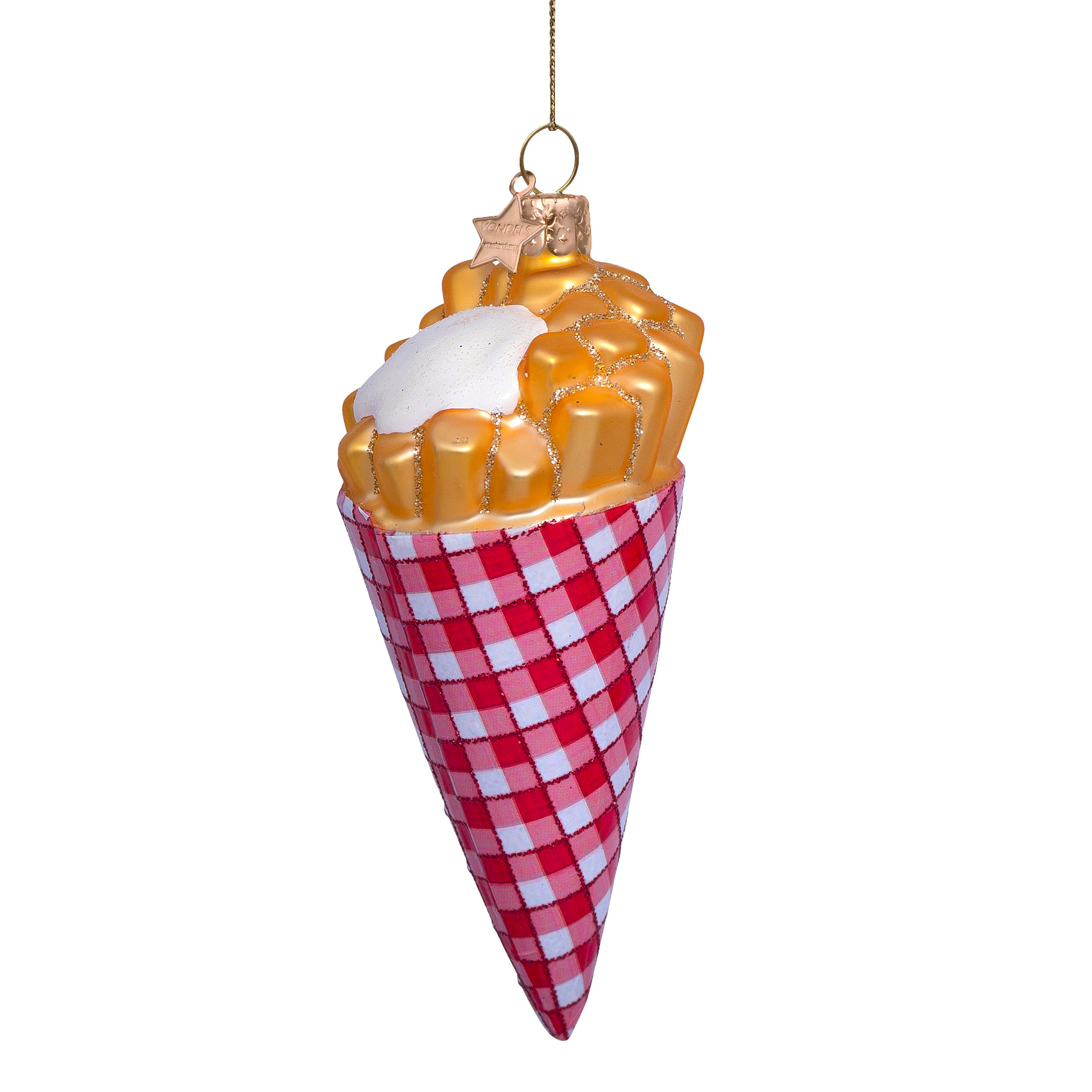 Ornament glass fries with mayonnaise H12cm