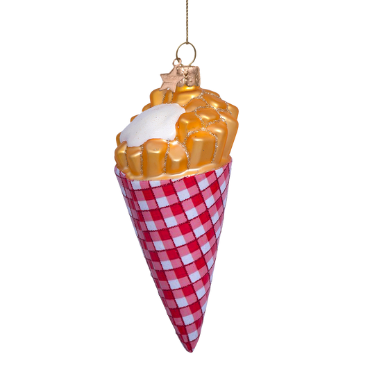 Ornament glass fries with mayonnaise H12cm