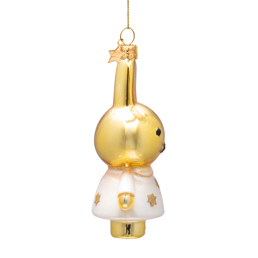 Ornament glass Nijntje/Miffy gold w/star dress H11cm w/box