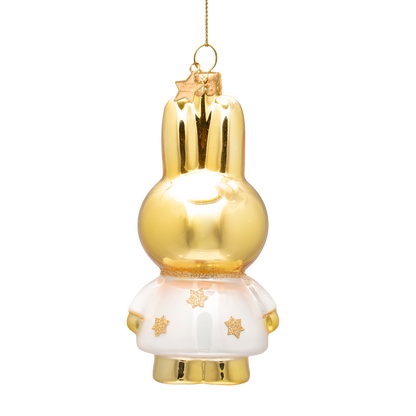 Ornament glass Nijntje/Miffy gold w/star dress H11cm w/box