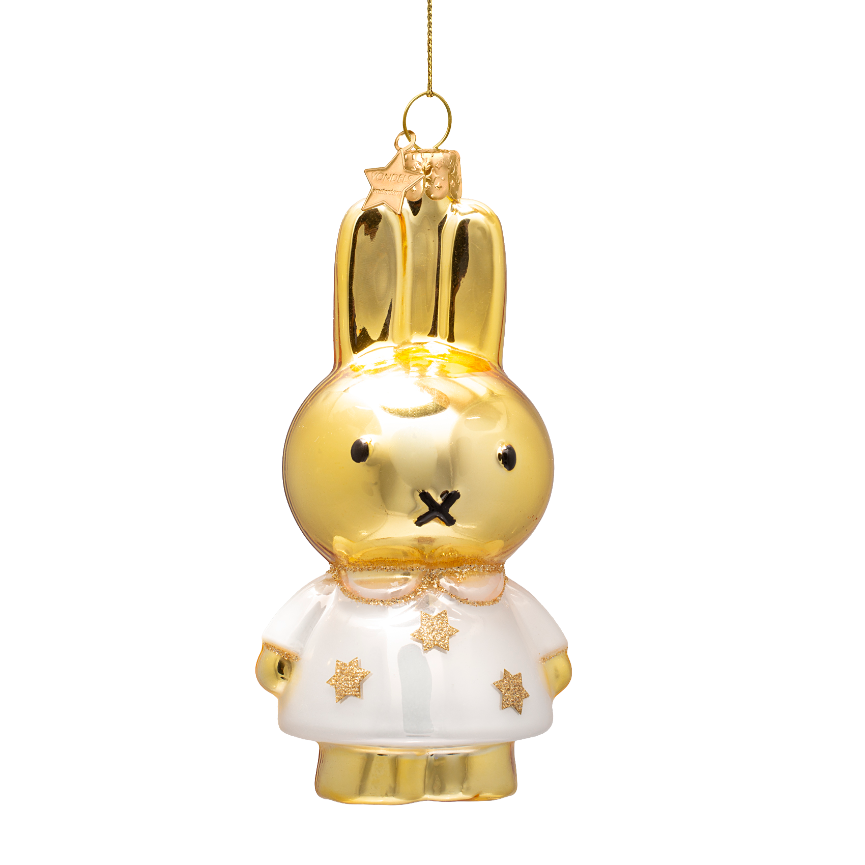 Ornament glass Nijntje/Miffy gold w/star dress H11cm w/box