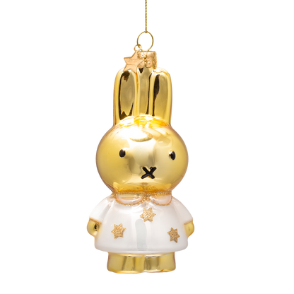 Ornament glass Nijntje/Miffy gold w/star dress H11cm w/box