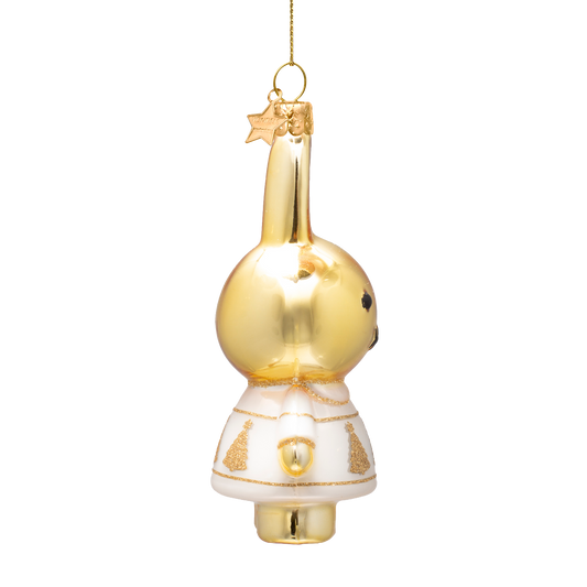 Ornament glass Nijntje/Miffy gold xmastree dress H11cm w/box