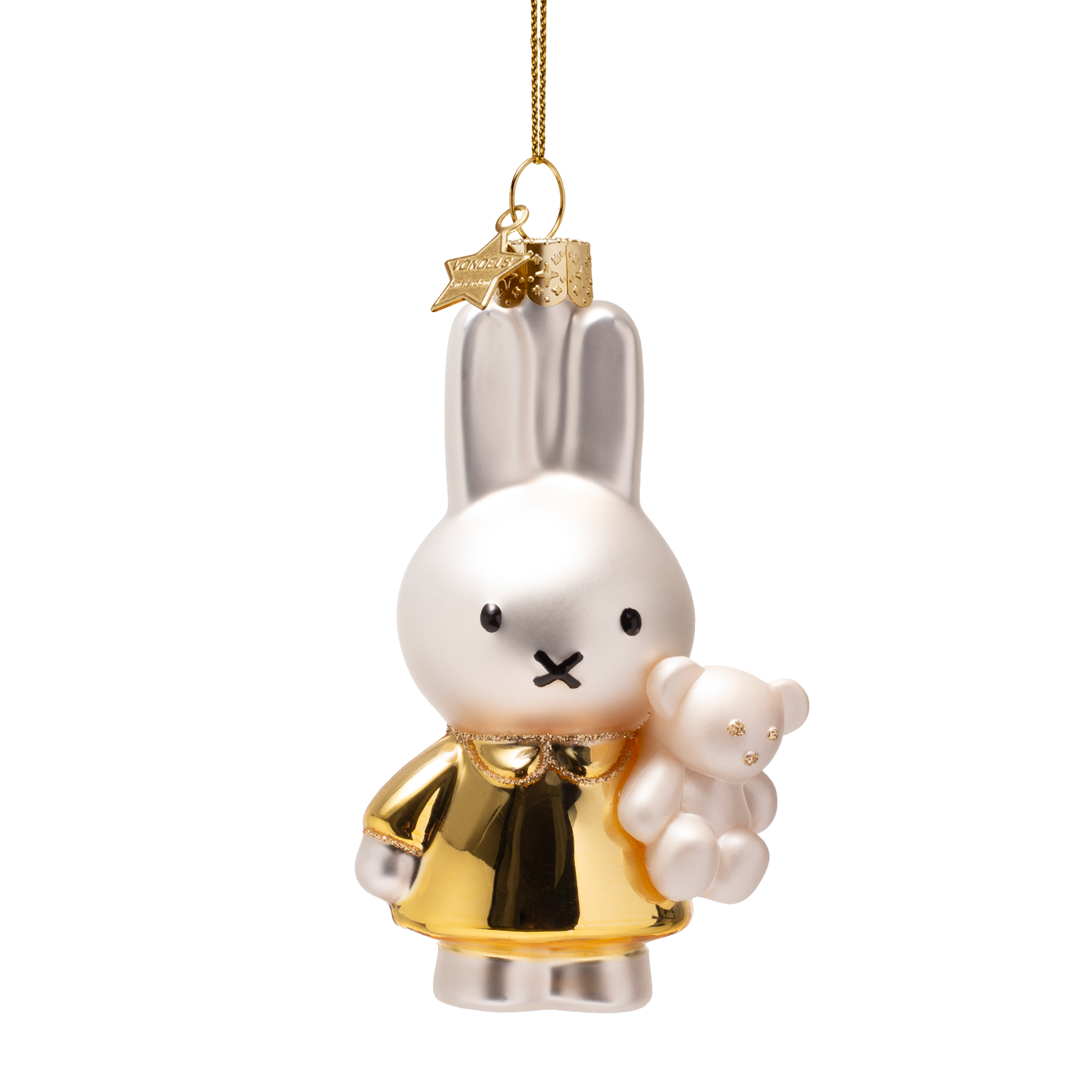 Ornamentglas Nijntje/Miffy Baby Gold mit Bär, H 11 cm, mit Box