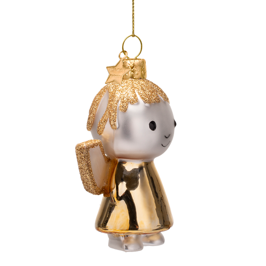 Ornament glass Nijntje/Miffy gold angel H9cm w/box