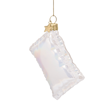 Ornament glass white opal pillow H8.5cm