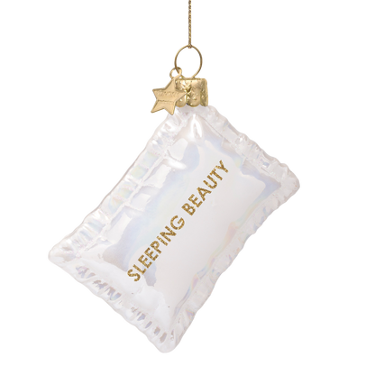 Ornament glass white opal pillow H8.5cm