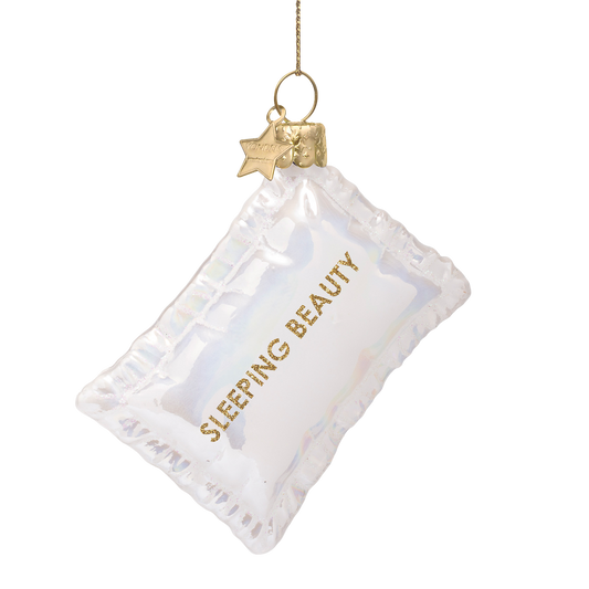 Ornament glass white opal pillow H8.5cm