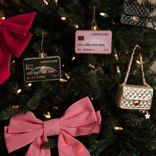 Ornament glass pink opal creditcard H7cm