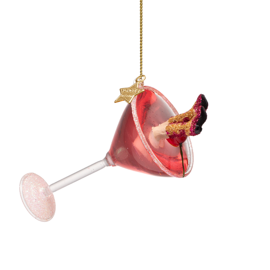 Ornament glass cosmopolitan w/cowboy boots H12cm