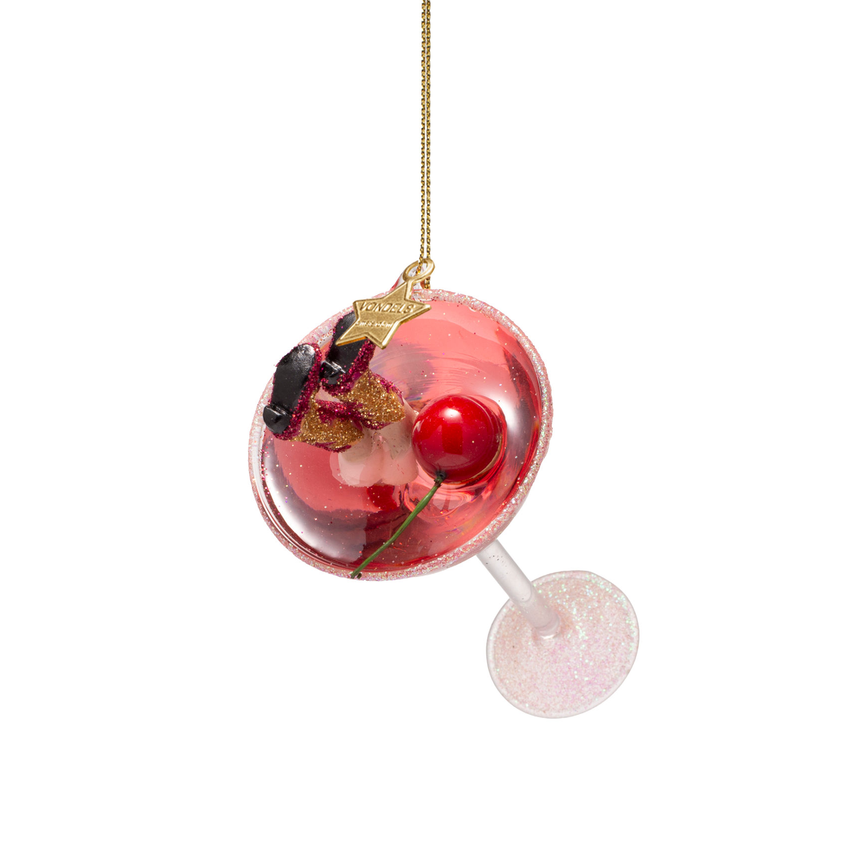 Ornament glass cosmopolitan w/cowboy boots H12cm