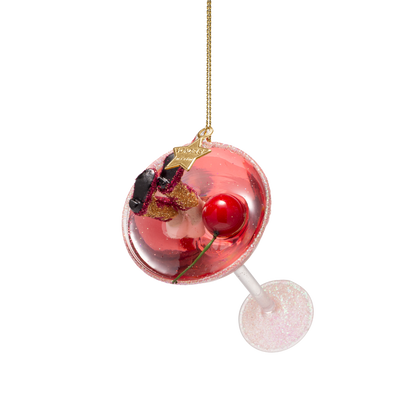 Ornament glass cosmopolitan w/cowboy boots H12cm