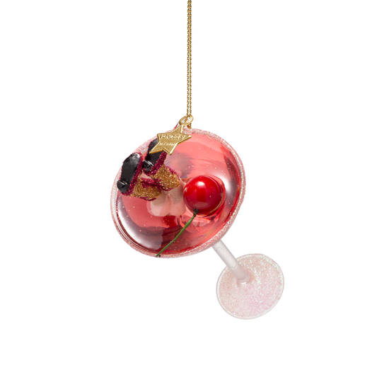 Ornament glass cosmopolitan w/cowboy boots H12cm