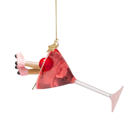 Ornament glass cosmopolitan w/roller skates H13cm