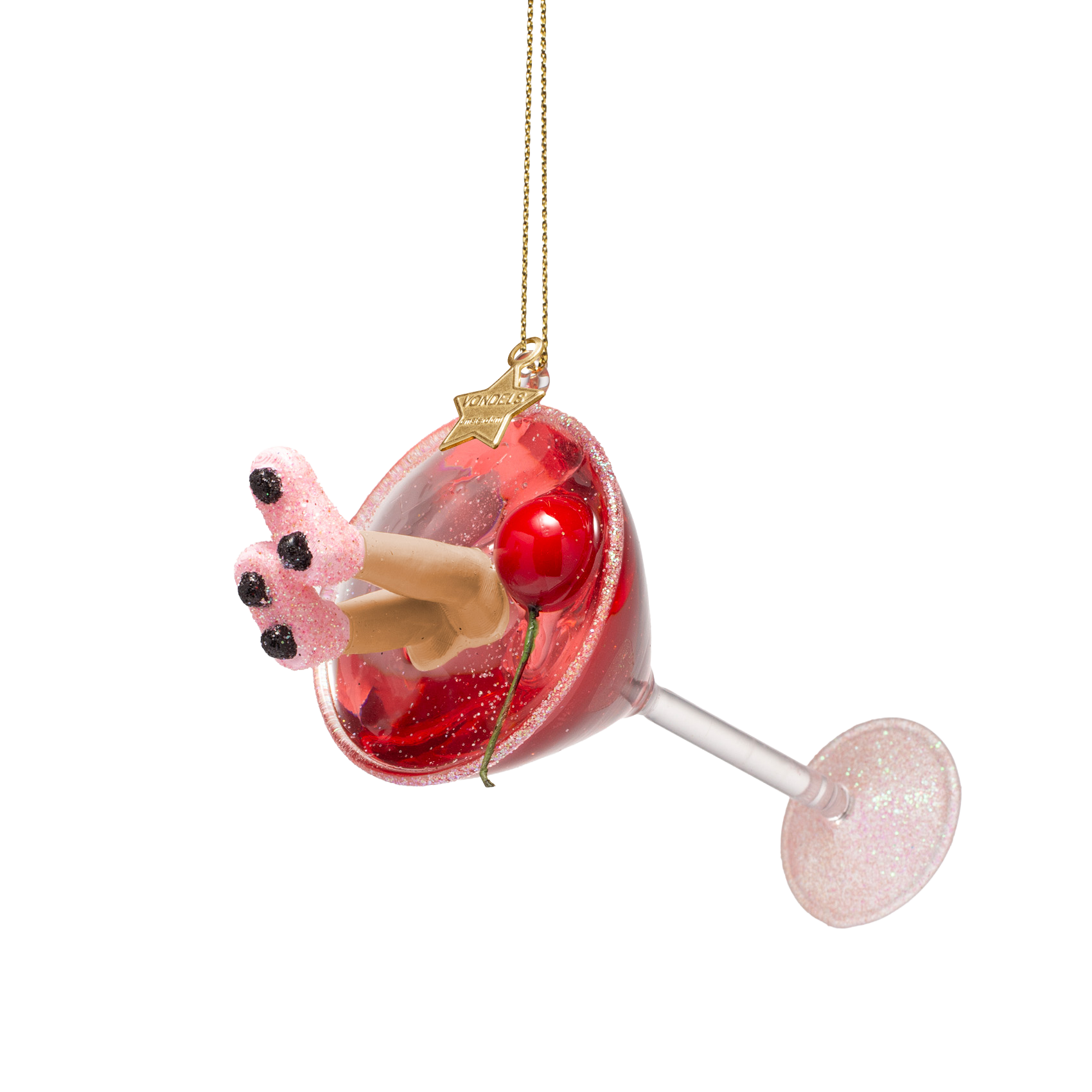 Ornament glass cosmopolitan w/roller skates H13cm