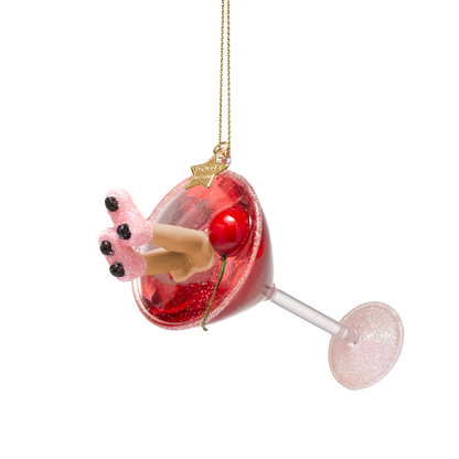 Ornament glass cosmopolitan w/roller skates H13cm