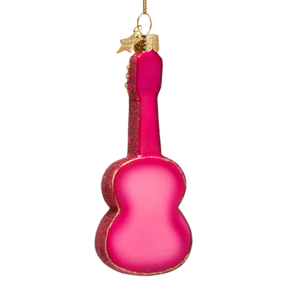 Ornament glass raspberry pink guitar H13cm