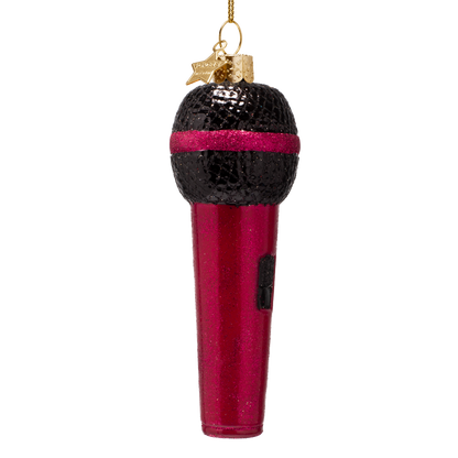 Ornament glass raspberry pink microphone H12.5cm