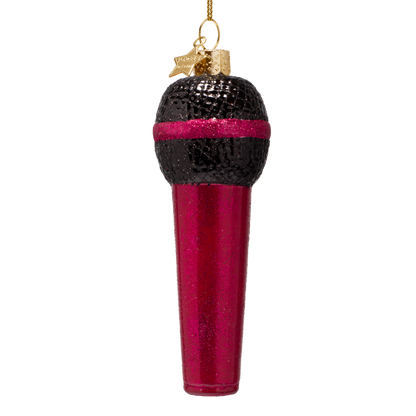 Ornament glass raspberry pink microphone H12.5cm