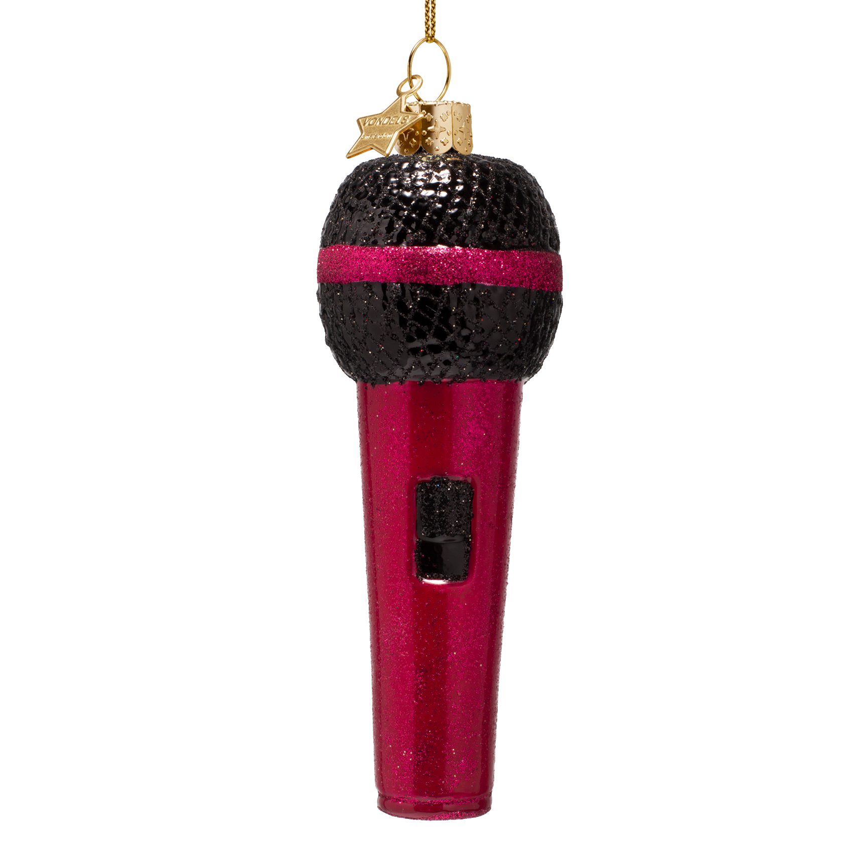 Ornament glass raspberry pink microphone H12.5cm