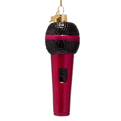 Ornament glass raspberry pink microphone H12.5cm