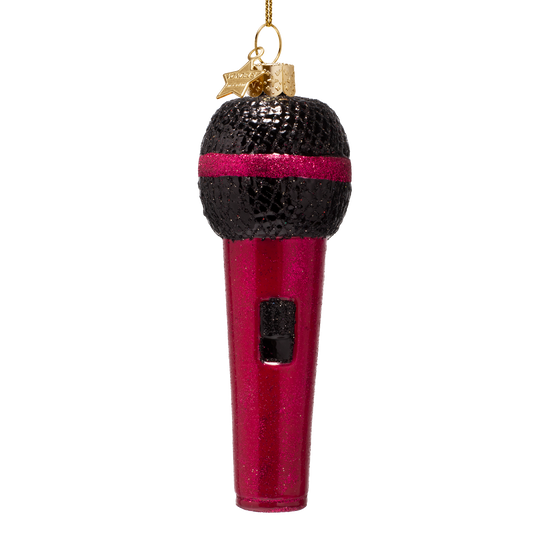Ornament glass raspberry pink microphone H12.5cm