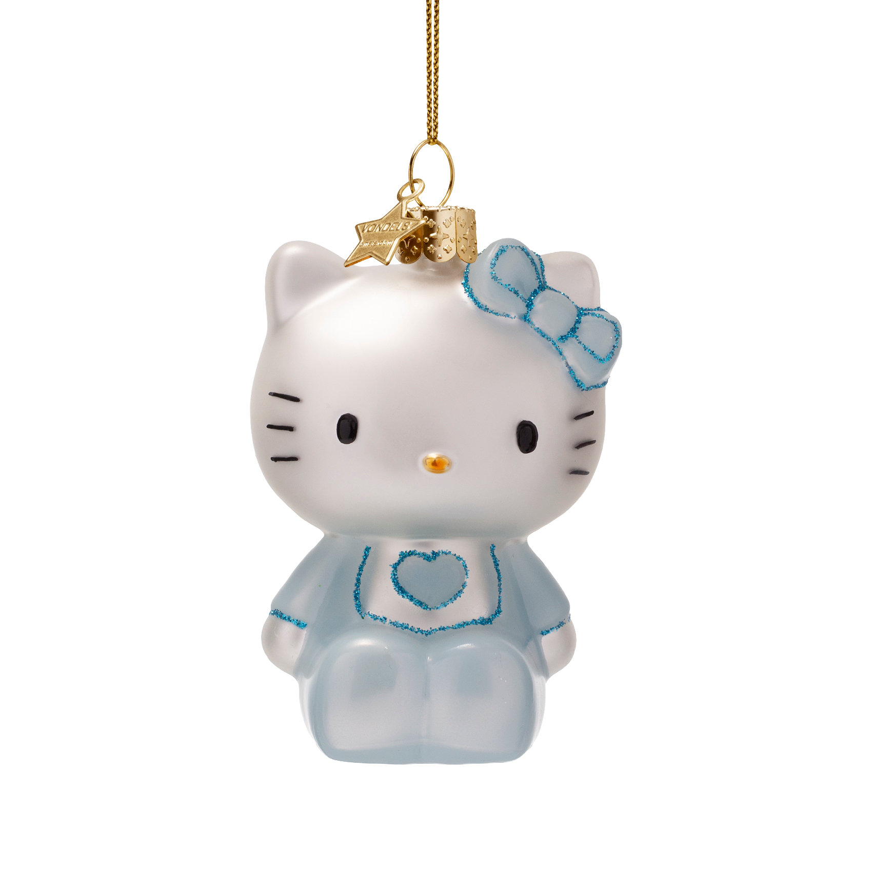 Hello Kitty Glasornament, hellblau, 9 cm hoch, mit Box