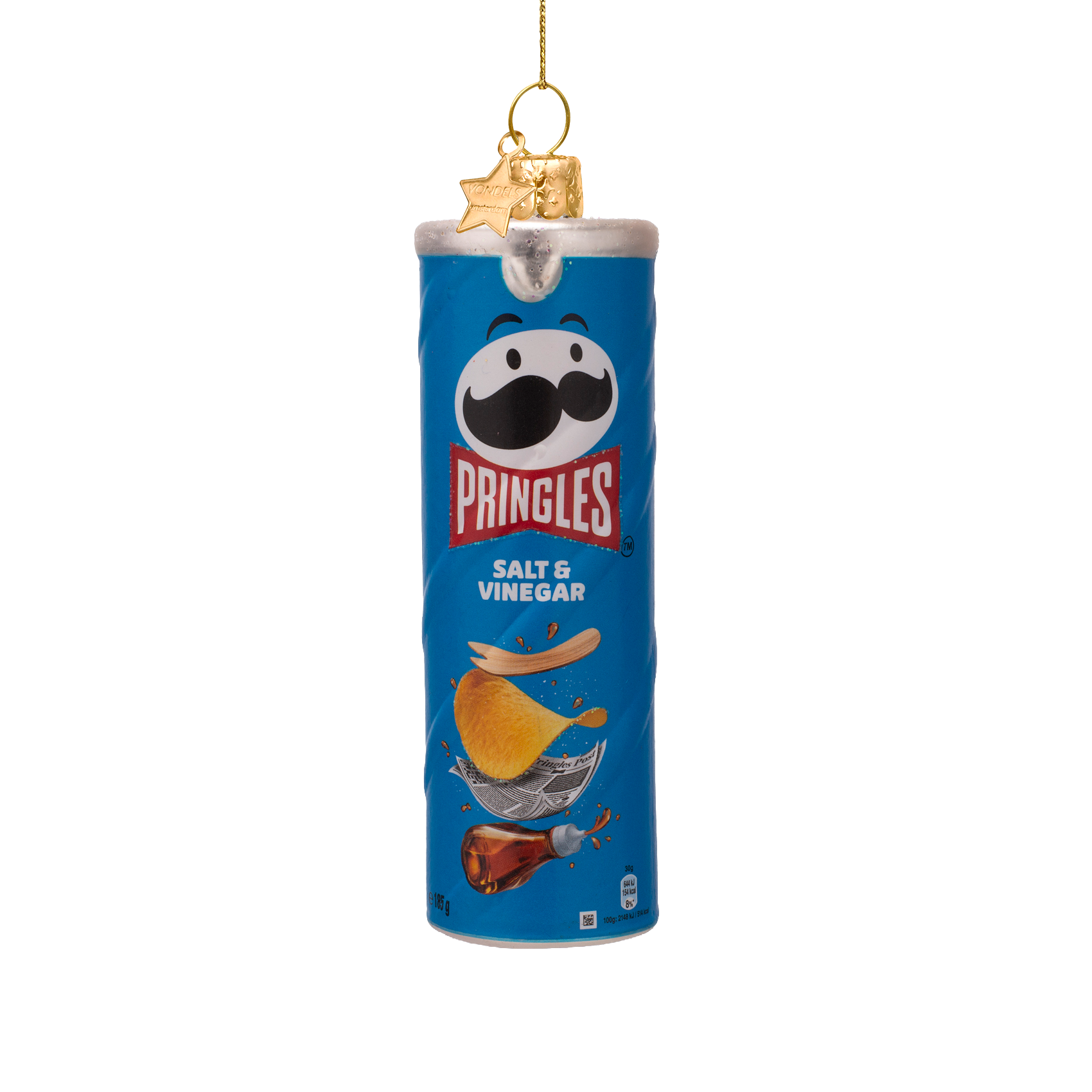 Ornament aus opalblauem Pringles-Glas, Höhe 12 cm