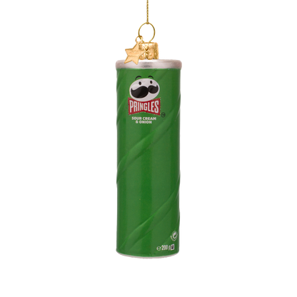 Pringles-Ornament aus opalgrünem Glas, Höhe 12 cm