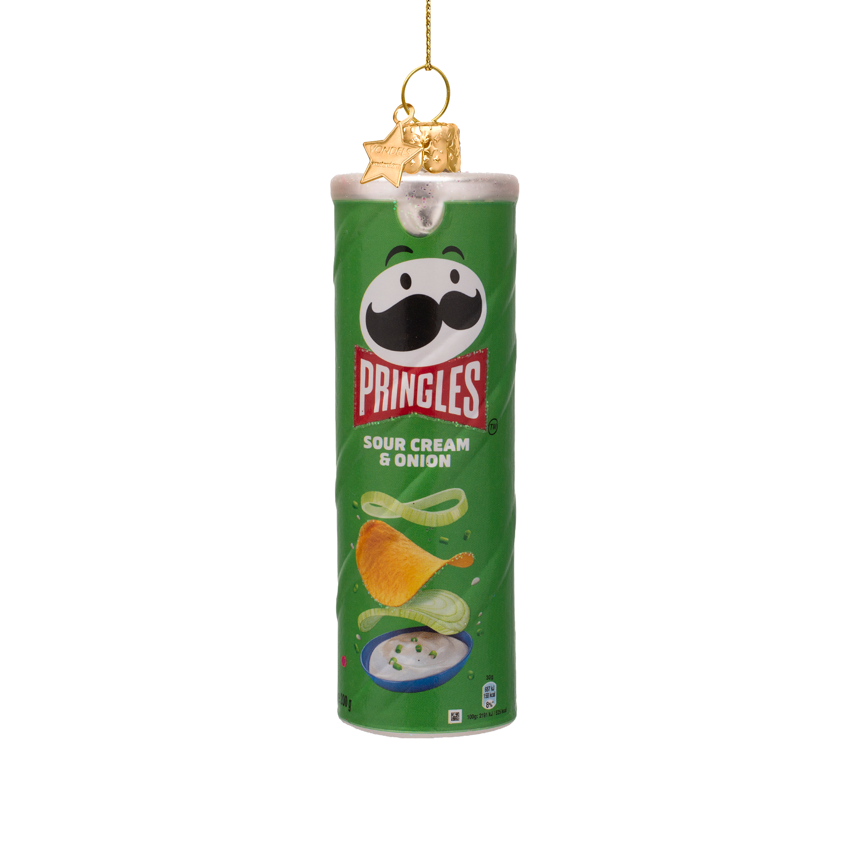 Pringles-Ornament aus opalgrünem Glas, Höhe 12 cm