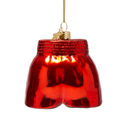 Ornament glass shiny red boxing short H7.5cm