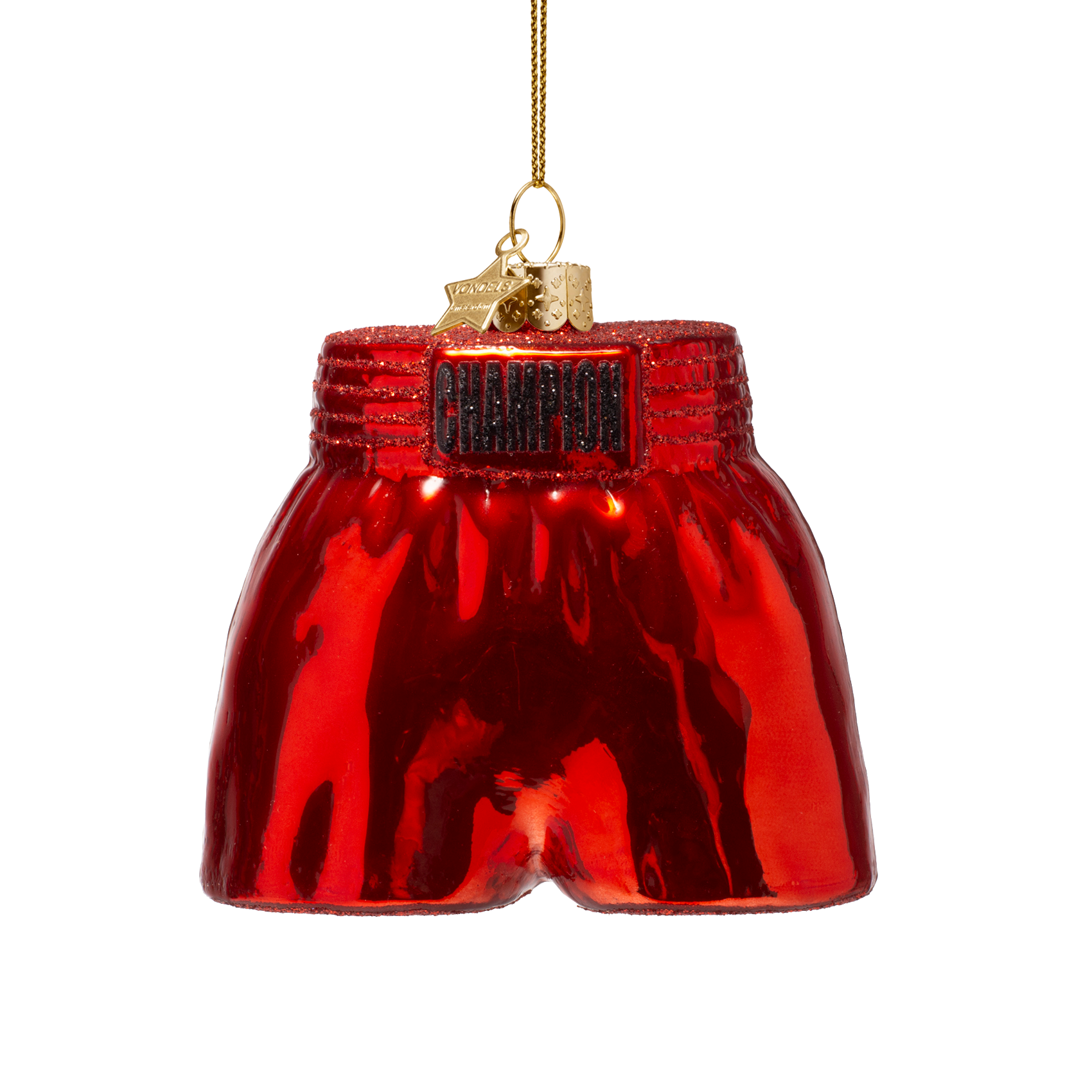 Ornament glass shiny red boxing short H7.5cm