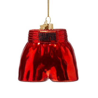 Ornament glass shiny red boxing short H7.5cm