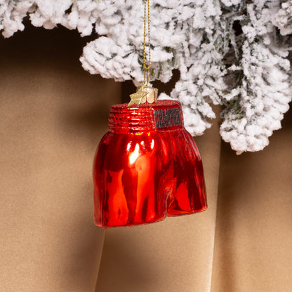 Ornament glass shiny red boxing short H7.5cm