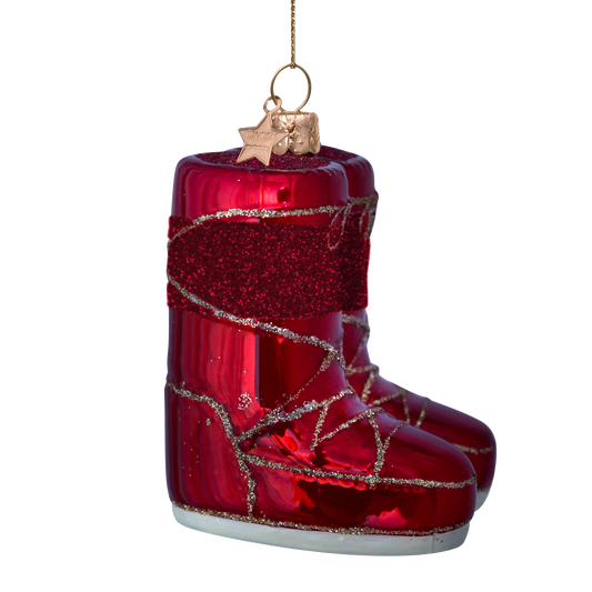 Ornament glass opal red snow boots H7cm