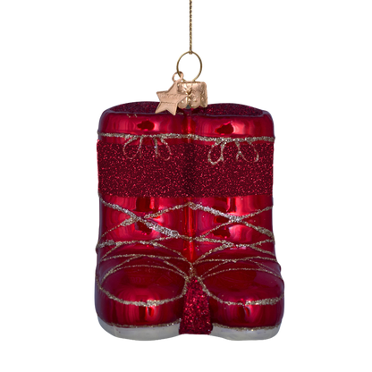 Ornament glass opal red snow boots H7cm