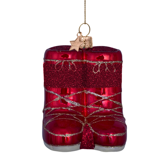 Ornament glass opal red snow boots H7cm