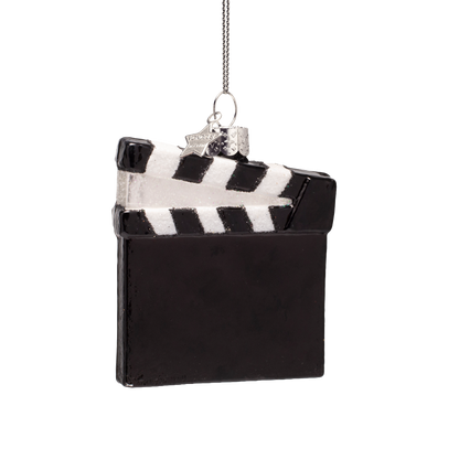Ornament glass black clapperboard H7.5cm