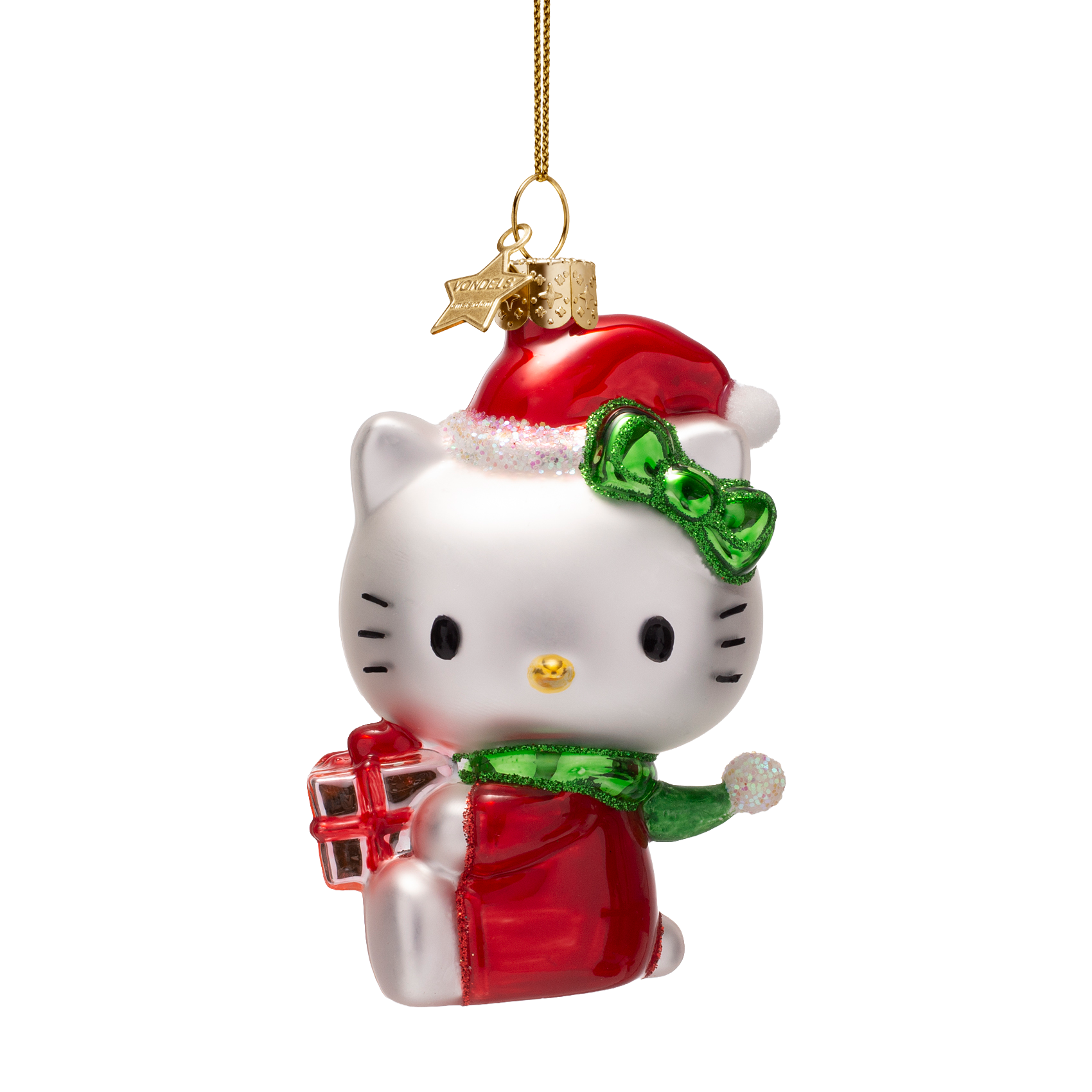 Hello Kitty-Glasfigur mit Geschenken, 9 cm hoch, mit Box
